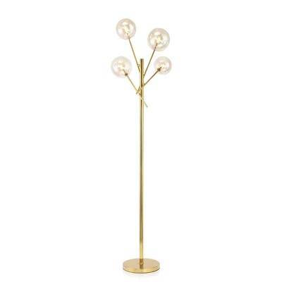 Lampadaire design LED doré avec branches et boules de verre Rotated - vue 4 sur 5