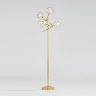 Lampadaire design LED doré avec branches et boules de verre Rotated - vue 3 sur 5