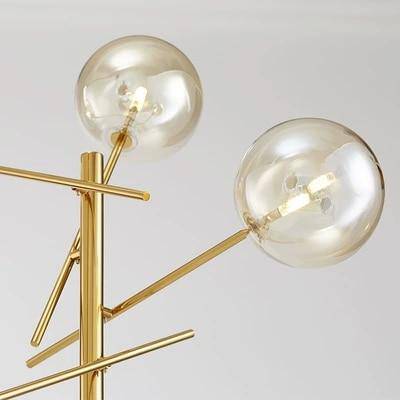 Lampadaire design LED doré avec branches et boules de verre Rotated - vue 5 sur 5