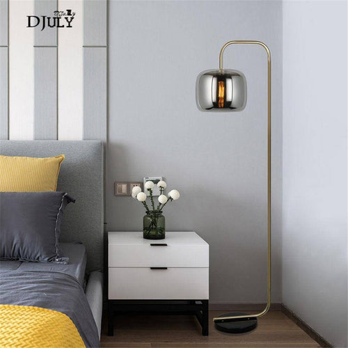 Lampadaire design avec boule en verre fumé Stone - vue 4 sur 5
