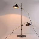 Lampadaire design avec deux abat-jours ajustables sur pied doré Sofa