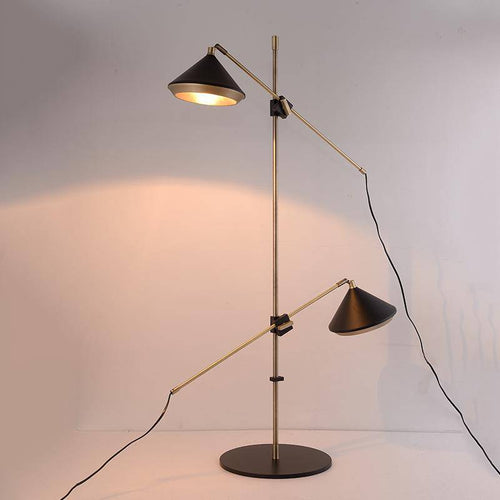 Lampadaire design avec deux abat-jours ajustables sur pied doré Sofa - vue 5 sur 6