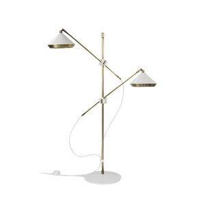Lampadaire design avec deux abat-jours ajustables sur pied doré Sofa - vue 6 sur 6