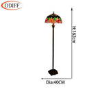 Lampadaire tiffany avec abat-jour en verre vitrail vert Glaze