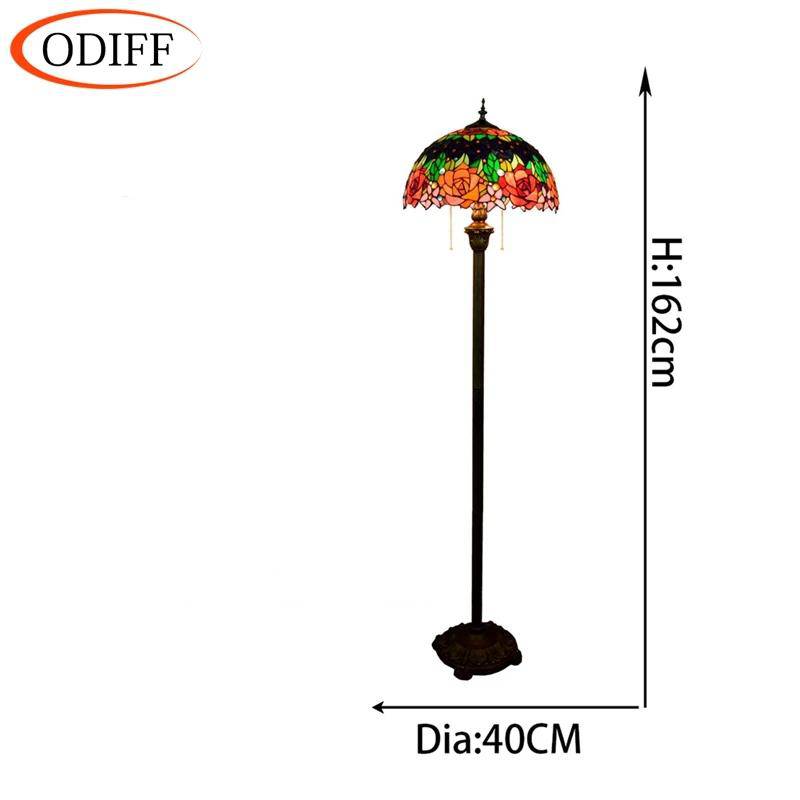 Lampadaire tiffany avec abat-jour en verre vitrail vert Glaze - vue 5 sur 5