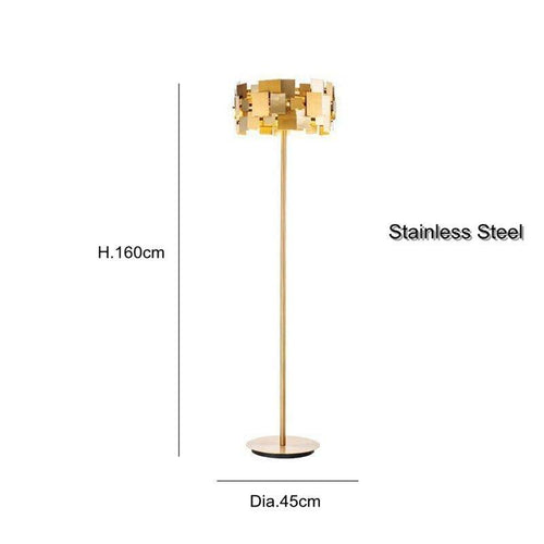 Lampadaire LED design luxe avec carrés dorés Decoration - vue 6 sur 6
