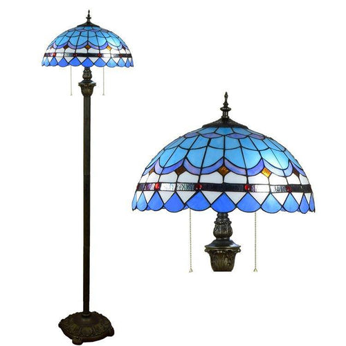 Lampadaire tiffany en verre vitrail bleu Mediterranean - vue 4 sur 4