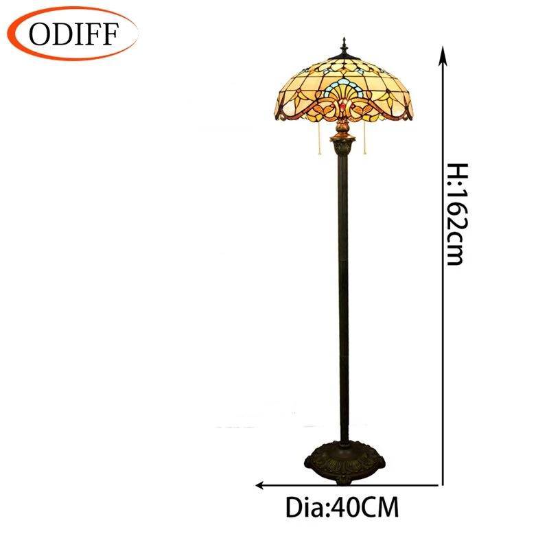 Lampadaire tiffany avec abat-jour en verre vitrail jaune - vue 5 sur 5