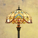 Lampadaire tiffany avec abat-jour en verre vitrail jaune
