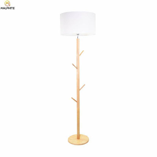 Lampadaire avec abat-jour en tissu et pied en bois à branches - vue 5 sur 6