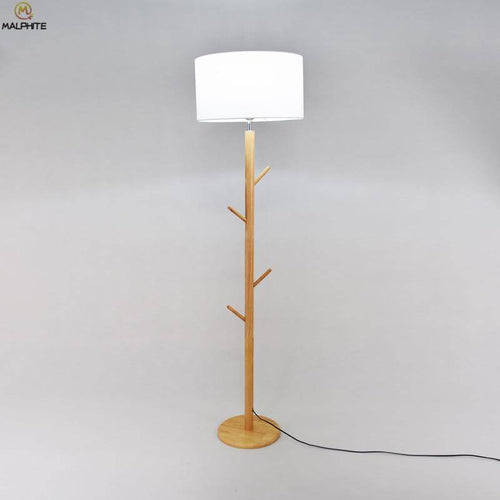 Lampadaire avec abat-jour en tissu et pied en bois à branches - vue 4 sur 6