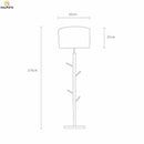 Lampadaire avec abat-jour en tissu et pied en bois à branches