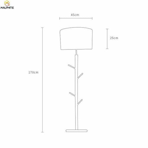 Lampadaire avec abat-jour en tissu et pied en bois à branches - vue 3 sur 6