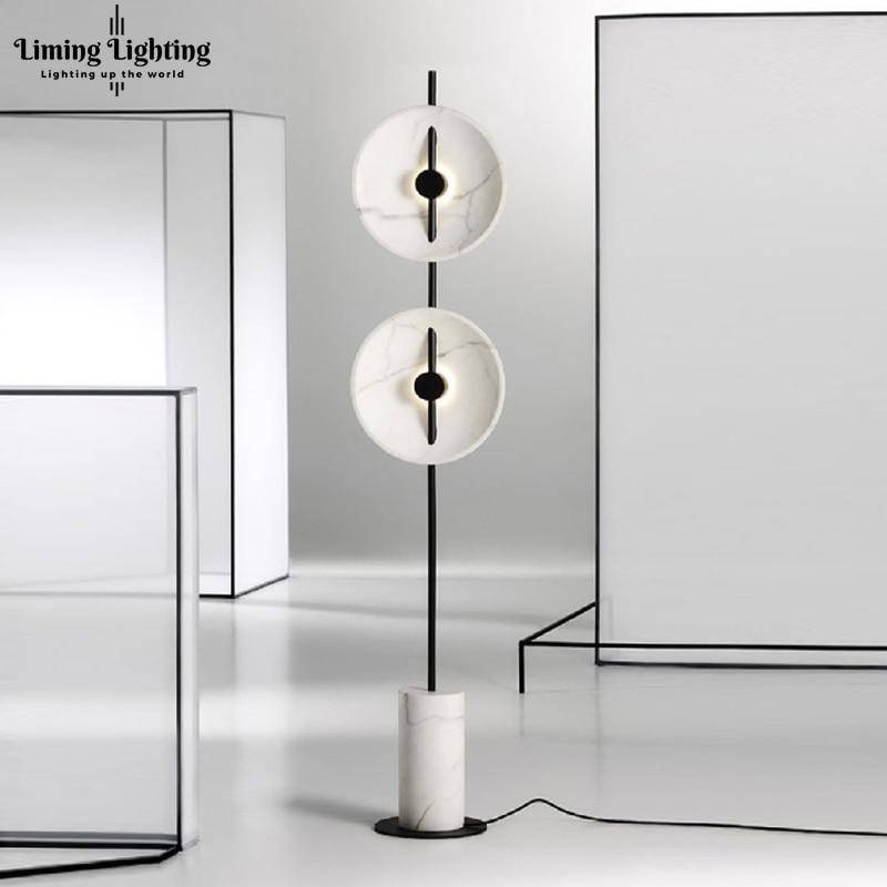 Lampadaire design à LED avec ronds et base en marbre Tripot - vue 3 sur 7