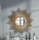 Miroir mural rond soleil en bois doré Sunburt