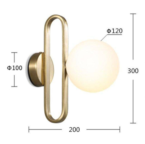 Applique murale design à LED avec anneau doré et boule en verre Sconce - vue 7 sur 6