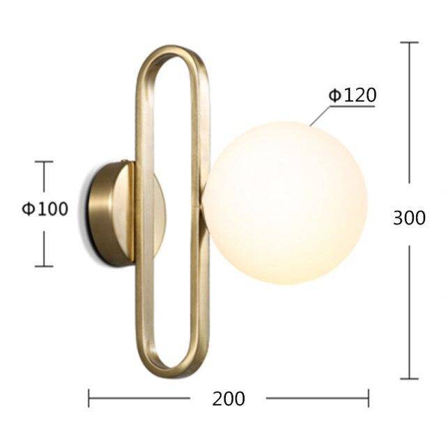 Applique murale design à LED avec anneau doré et boule en verre Sconce - vue 6 sur 6
