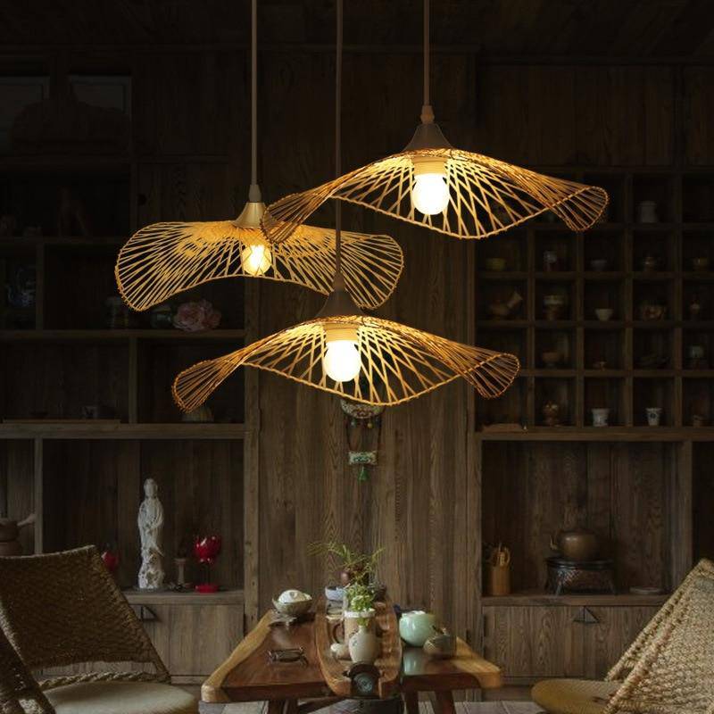 Lustre design en bambou style japonais Saucer - vue 2 sur 7