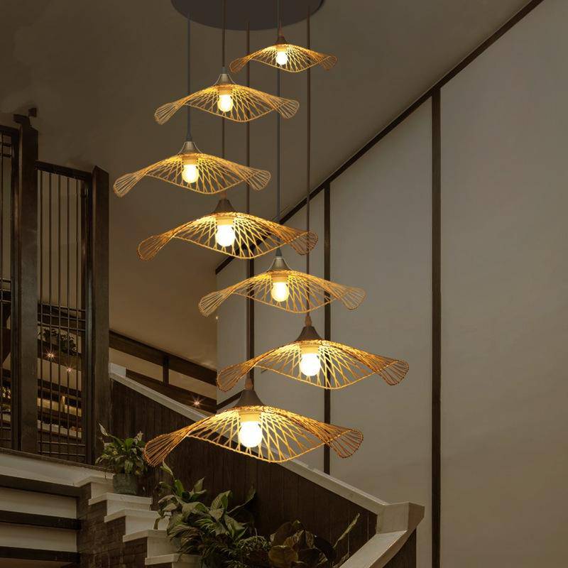 Lustre design en bambou style japonais Saucer - vue 6 sur 7