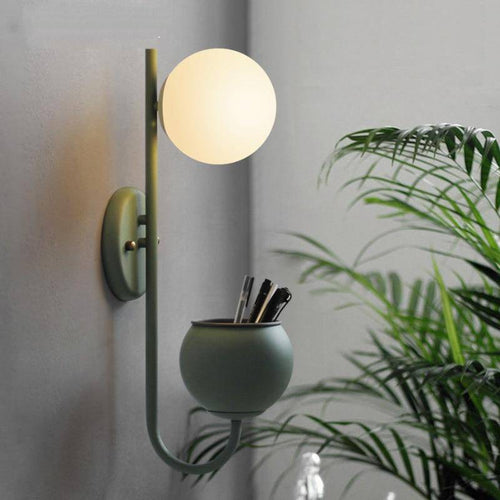 Applique murale LED design avec pot et boule en verre - vue 3 sur 5