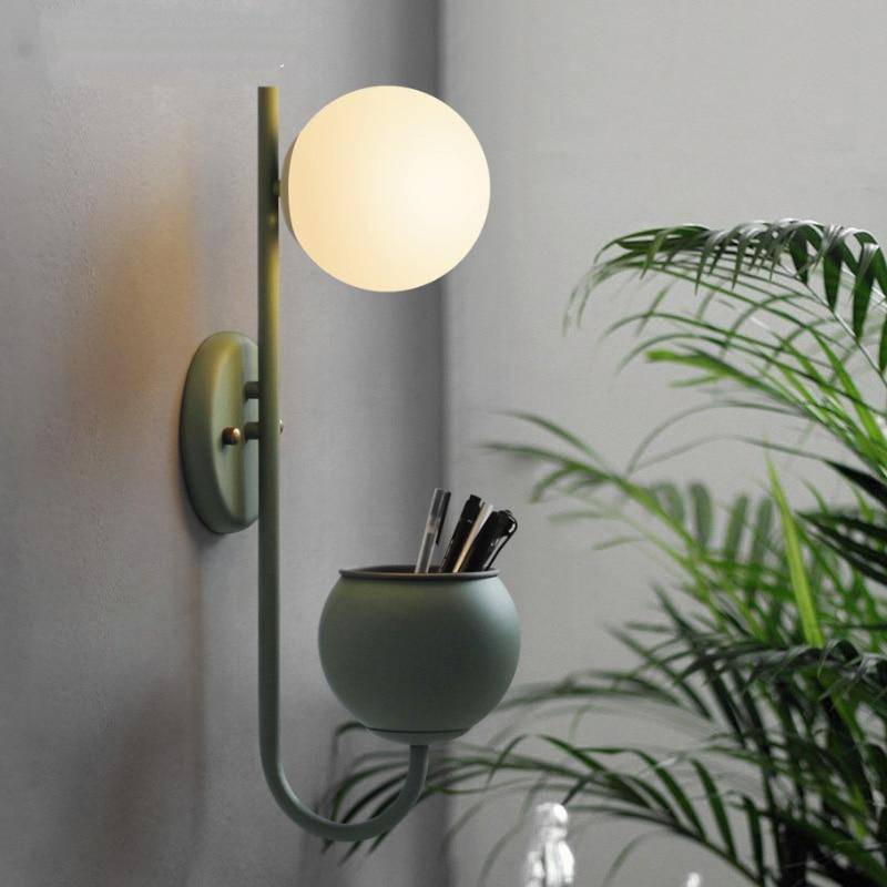 Applique murale LED design avec pot et boule en verre - vue 3 sur 5
