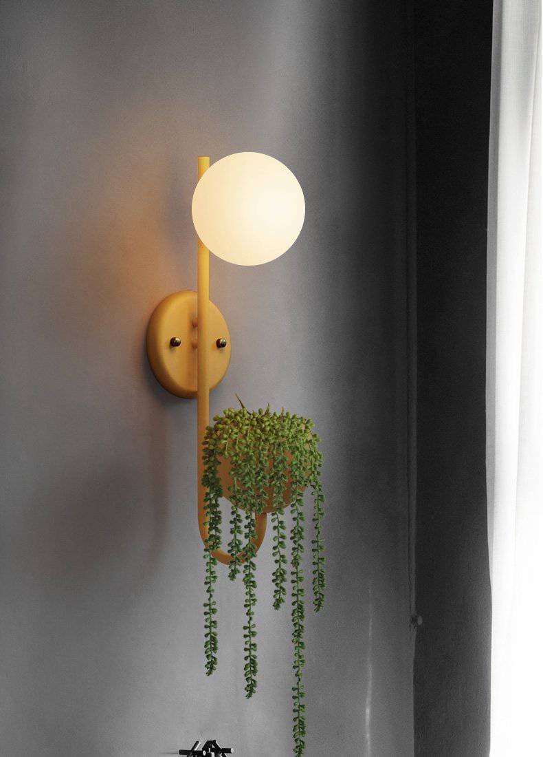 Applique murale LED design avec pot et boule en verre - vue 4 sur 5