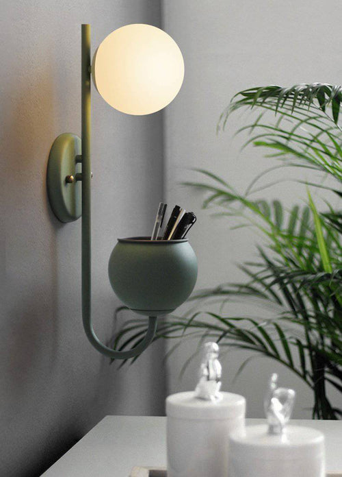 Applique murale LED design avec pot et boule en verre - vue 2 sur 5