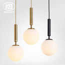 Suspension design boule en verre à LED et support cylindrique