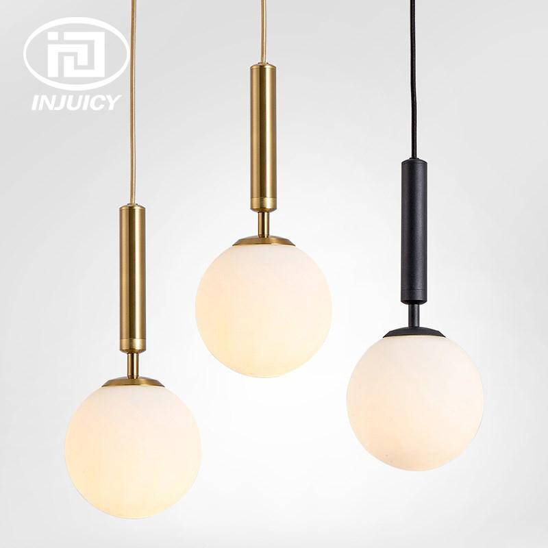 Suspension design boule en verre à LED et support cylindrique - vue 4 sur 8