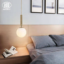 Suspension design boule en verre à LED et support cylindrique