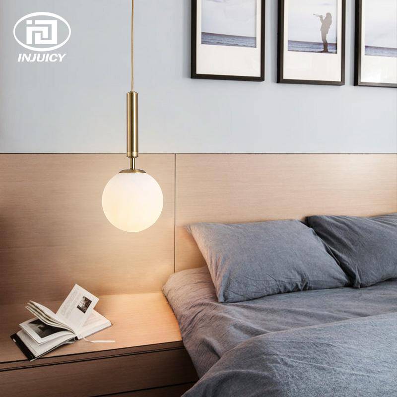Suspension design boule en verre à LED et support cylindrique - vue 3 sur 8