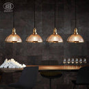 Suspension chromée LED demi boule en verre Vintage