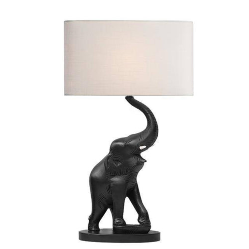 Lampe de chevet en forme d'éléphant en résine et abat-jour - vue 6 sur 7