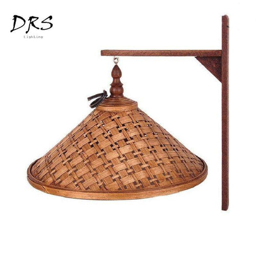 Applique avec abat-jour conique en bambou suspendu Chinese - vue 5 sur 5