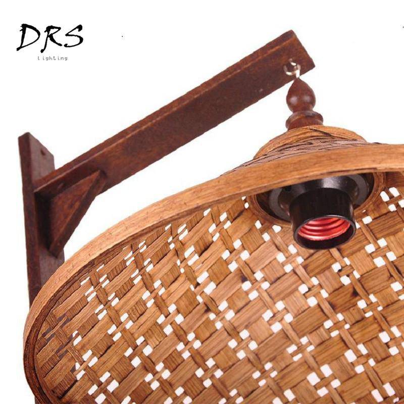 Applique avec abat-jour conique en bambou suspendu Chinese - vue 3 sur 5