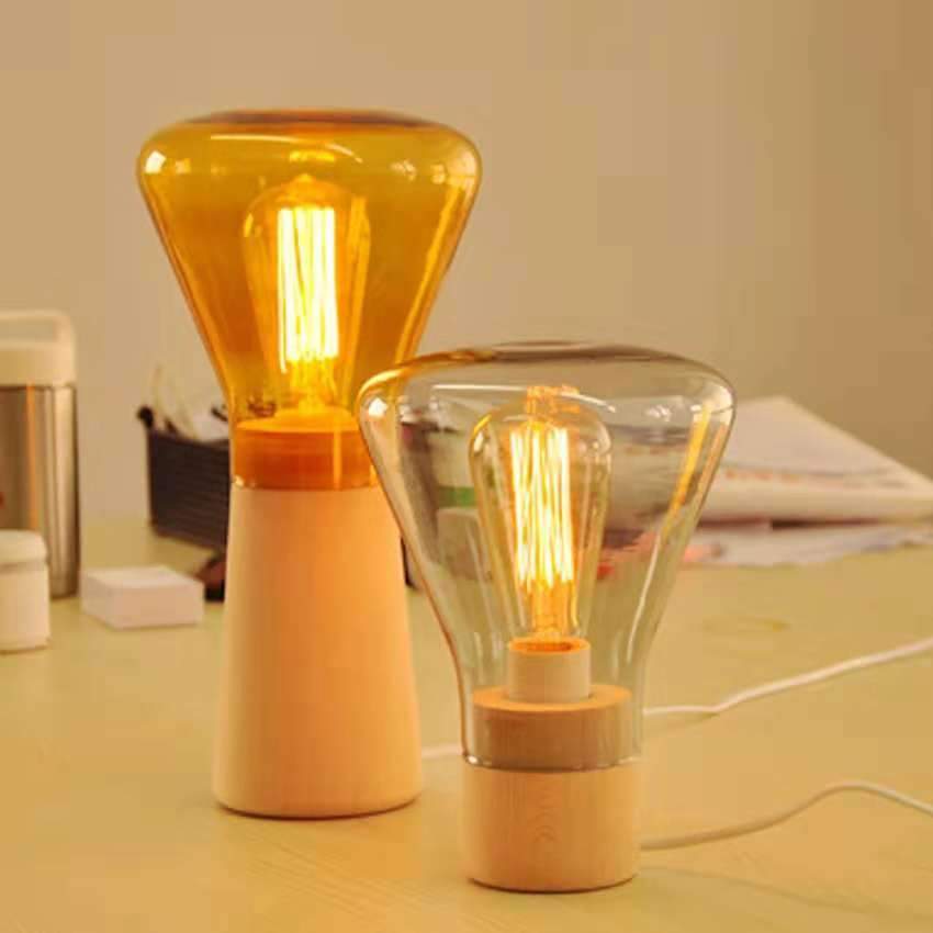 Lampe à poser design en verre et bois Aurora - vue 4 sur 5