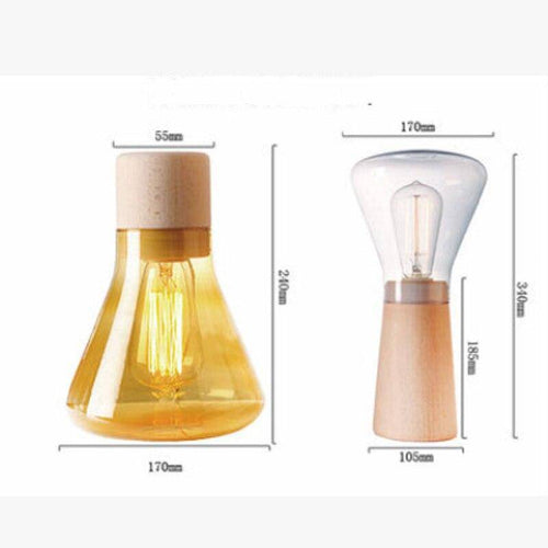 Lampe à poser design en verre et bois Aurora - vue 5 sur 5