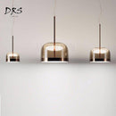 Suspension design en verre et chromée à LED Single