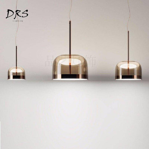 Suspension design en verre et chromée à LED Single - vue 3 sur 5