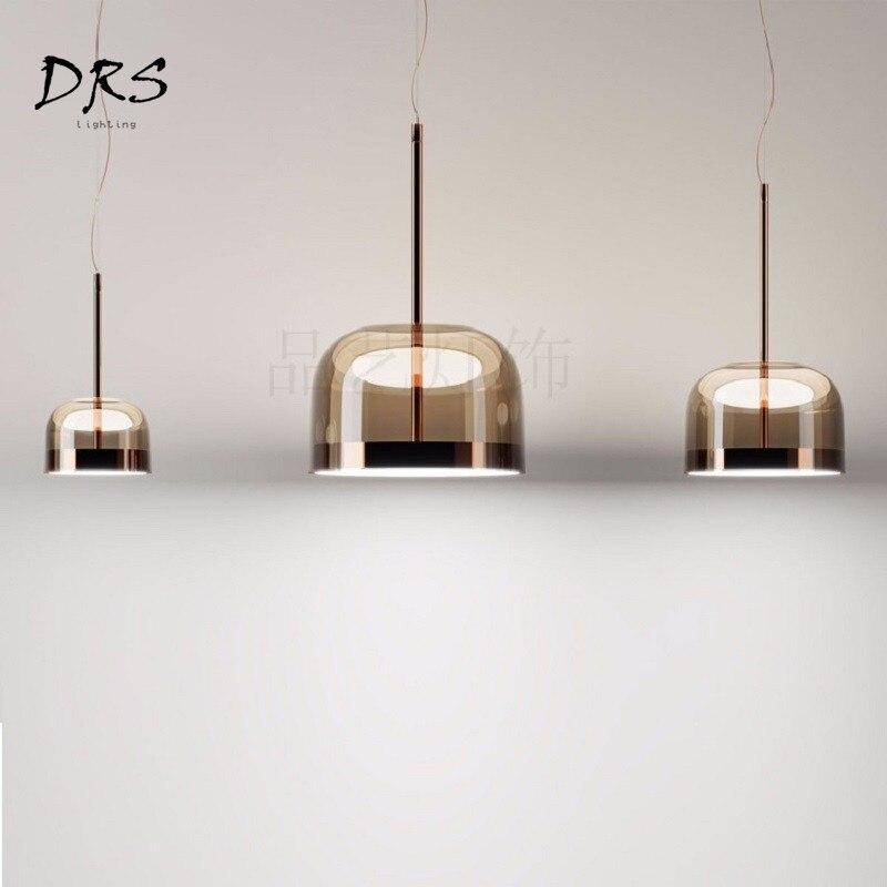 Suspension design en verre et chromée à LED Single - vue 3 sur 5