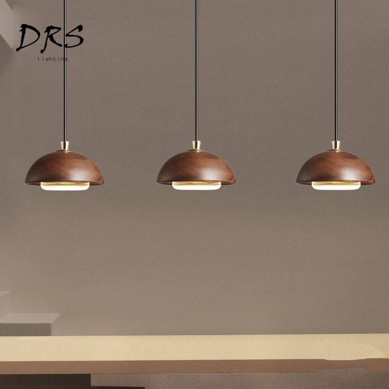 Suspension design en bois demi boule à LED - vue 3 sur 6