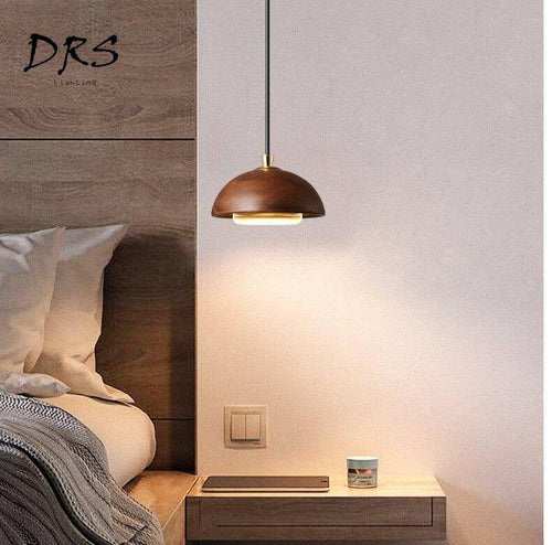 Suspension design en bois demi boule à LED - vue 6 sur 6