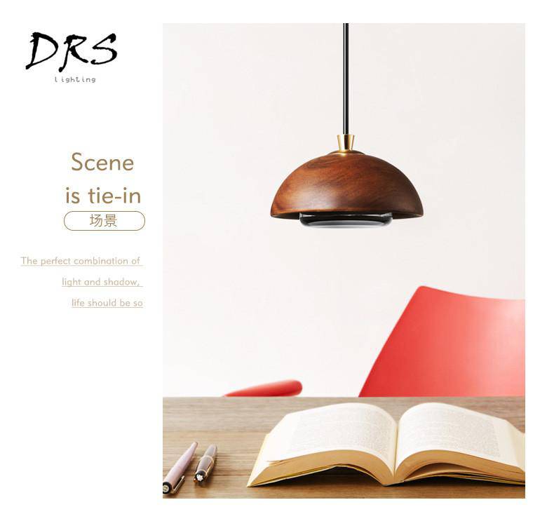 Suspension design en bois demi boule à LED - vue 4 sur 6