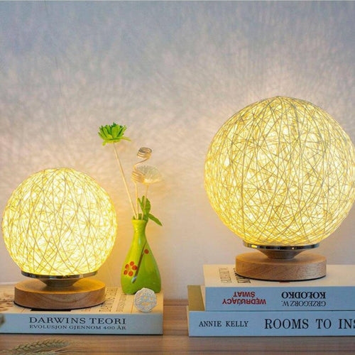 Lampe de chevet boule en bois - vue 5 sur 6