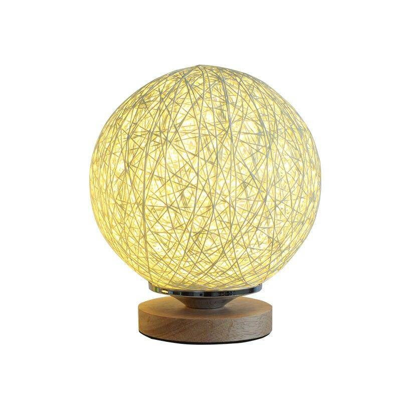 Lampe de chevet boule en bois - vue 5 sur 6