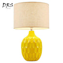 Lampe de chevet jaune avec abat-jour tissu Hotel