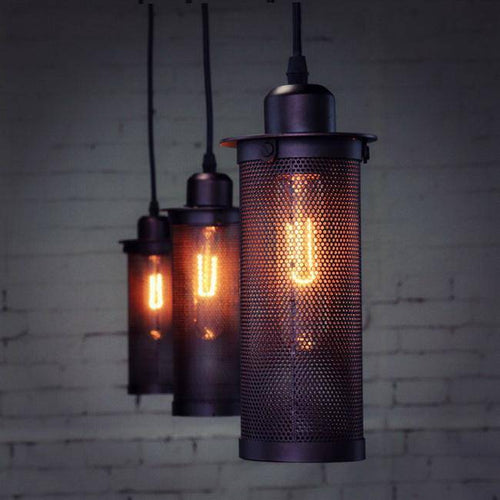 Suspension vintage et industrielle avec grillage - vue 3 sur 7