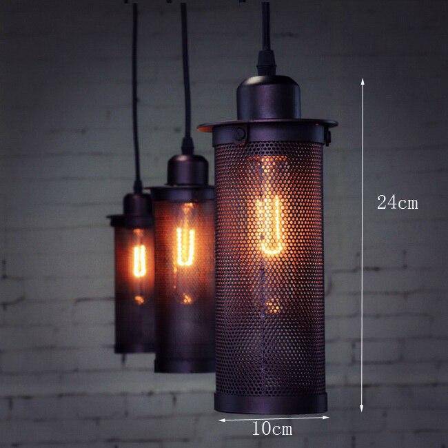 Suspension vintage et industrielle avec grillage - vue 5 sur 7