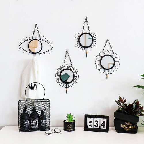 Miroir mural décoratif suspendu rond noir Nordic - vue 3 sur 3