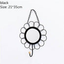 Miroir mural décoratif suspendu rond fleur noir Nordic